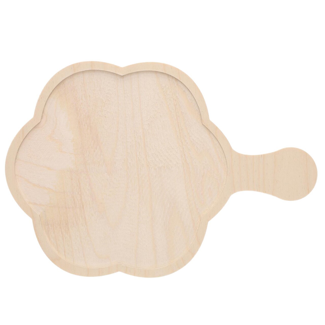 Welled Wood Surface, Round Scallops Shaped, 12.8" x 10", for wooden trays, crafts and decorations, welled center for resin design or paint - for decoupage, engraving, wood burning